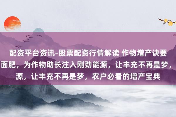 配资平台资讯-股票配资行情解读 作物增产诀要大揭秘！这款高效叶面肥，为作物助长注入刚劲能源，让丰充不再是梦，农户必看的增产宝典